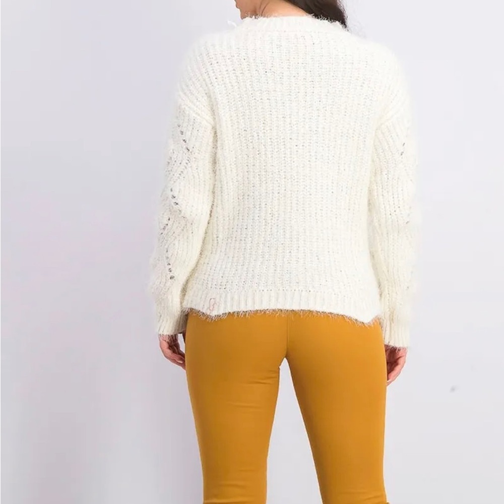 Freshman Juniors' Pointelle Chenille
Sweater White - Picture 2 of 3